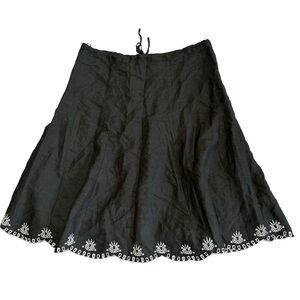Vintage/Y2K Lynn Cantin Ramie/Rayon Blend Skirt with embroidered hem size 10